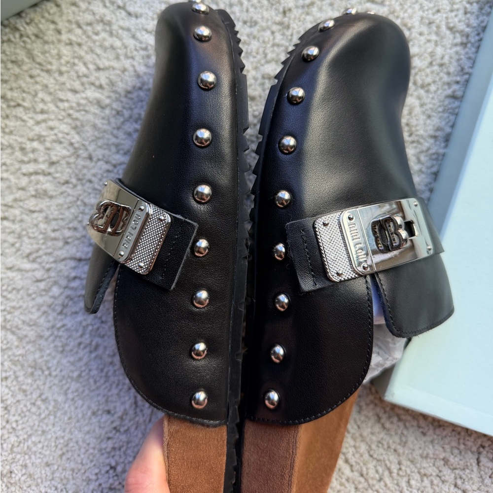 Bibi Lou Anthropologie Leather Studded Slip-On Loafer Mules NIB - Picture 14 of 14